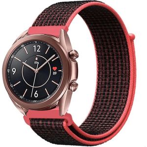 Strap-it Samsung Galaxy Watch 3 - 41mm nylon bandje (zwart/koraal)