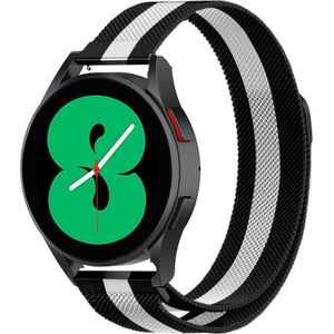 Strap-it Samsung Galaxy Watch 4 - 40mm Milanese band (zwart/wit)