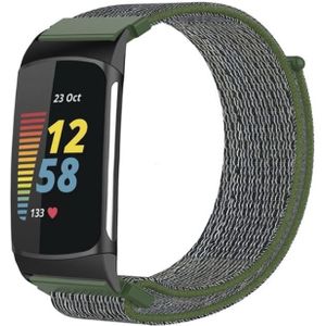 Strap-it Fitbit Charge 5 nylon bandje (groen)