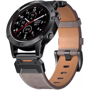 Strap-it Garmin Forerunner 945 genuine leren bandje (grijs)