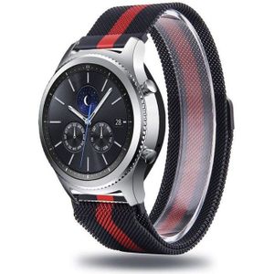 Strap-it Samsung Gear S3 Milanese band (zwart/rood)