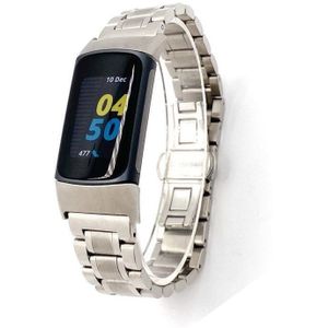 Strap-it Fitbit Charge 6 metalen schakel band (zilver)