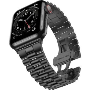 Strap-it Apple Watch Ultra Presidential stalen band (zwart)