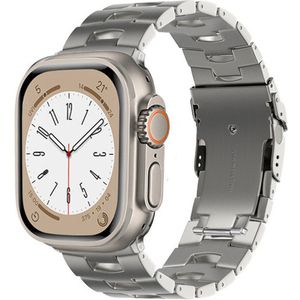 Strap-it Apple Watch titanium grain band (zilver)