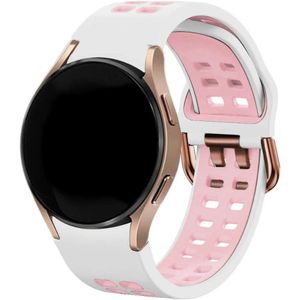 Strap-it Samsung Galaxy Watch 6 - 44mm sport square bandje (wit/roze)