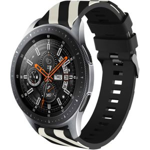 Strap-it Samsung Galaxy Watch gestreept siliconen bandje 46mm (zwart/wit)