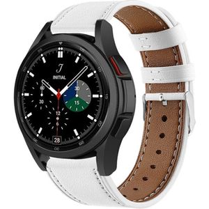 Strap-it Samsung Galaxy Watch 4 Classic 46mm leren bandje (wit)