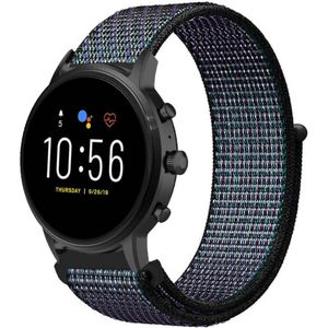 Strap-it Fossil Gen 5 nylon band (zwart/blauw)
