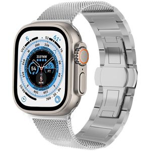 Strap-it Apple Watch Ultra stalen Milanese band (zilver)