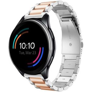 Strap-it OnePlus Watch stalen band (zilver/rosé goud)
