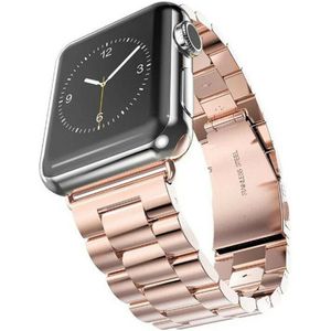 Strap-it Apple Watch 8 stalen band (rosé goud)