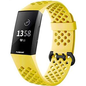 Strap-it Fitbit Charge 4 siliconen bandje met gaatjes (geel)