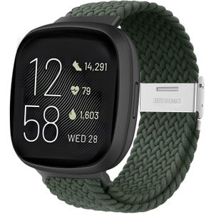 Strap-it Fitbit Versa 3 verstelbaar gevlochten bandje (olijfgroen)