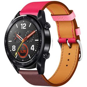 Strap-it Huawei Watch GT 2 leren band (knalroze/roodbruin)