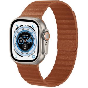 Strap-it Apple Watch Ultra leren loop bandje (bruin)