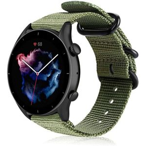 Strap-it Amazfit GTR 3 (Pro) nylon gesp band (groen)