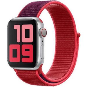Strap-it Apple Watch 8 nylon bandje (paars/rood)