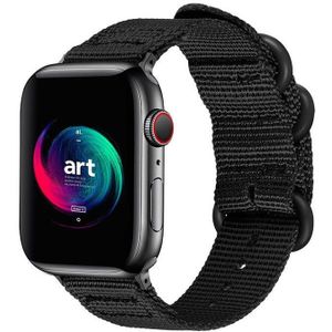Strap-it Apple Watch nylon gesp bandje (zwart)