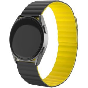 Strap-it Huawei Watch GT 2 Pro magnetisch siliconen bandje (zwart/geel)