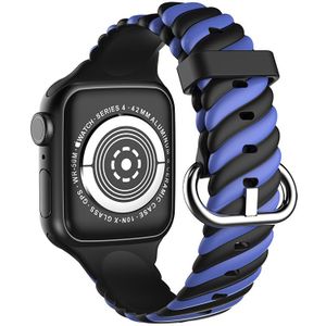 Strap-it Apple Watch Ultra Twisted siliconen bandje (zwart/blauw)