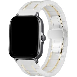 Strap-it Amazfit Bip keramiek stalen band (wit/goud)