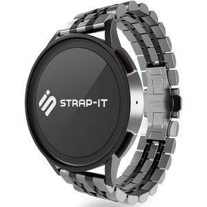 Strap-it Huawei Watch GT 3 Pro 43mm duo stalen schakel band (zilver/zwart)