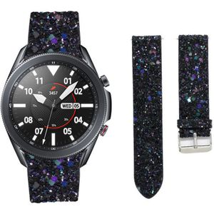 Strap-it Samsung Galaxy Watch 3 45mm leren glitter bandje (zwart)