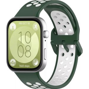 Strap-it Huawei Watch Fit 3 sport bandje (groen/wit)