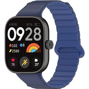 Strap-it Redmi Watch 4 magnetisch siliconen bandje (duo blauw)