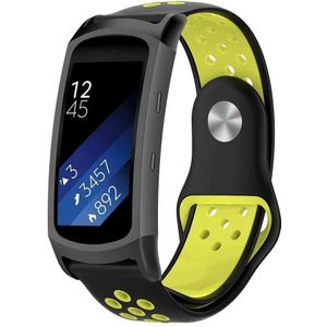 Strap-it Samsung Gear Fit 2 / Gear Fit 2 Pro sport band (zwart/geel)