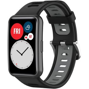 Strap-it Huawei Watch Fit sport gesp bandje (zwart/grijs)