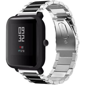 Strap-it Xiaomi Amazfit Bip stalen band (zilver/zwart)