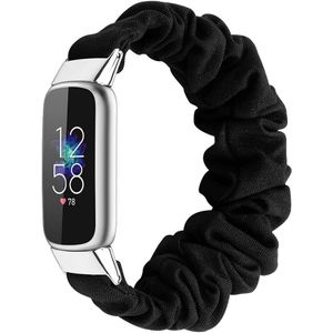 Strap-it Fitbit Luxe scrunchie bandje (zwart)
