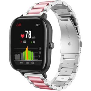 Strap-it Xiaomi Amazfit GTS stalen band (zilver/roze)