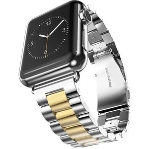 Strap-it Apple Watch Ultra stalen band (zilver/goud)