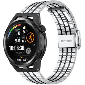Strap-it Huawei Watch GT roestvrij stalen band (zilver/zwart)