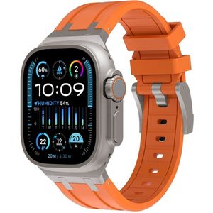 Strap-it Apple Watch luxe liquid silicone band (oranje met titanium)