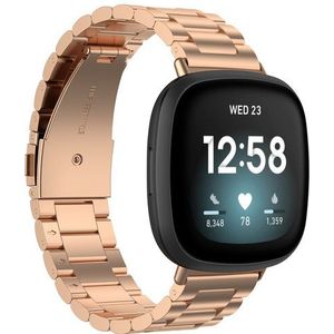 Strap-it Fitbit Versa 3 stalen band (rosé goud)