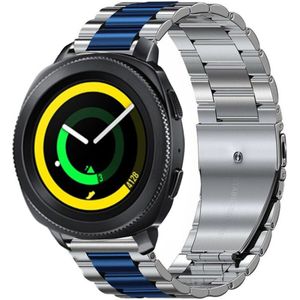 Strap-it Samsung Gear Sport stalen band (zilver/blauw)