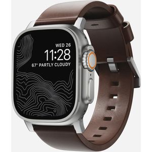 Nomad Modern Apple Watch leren bandje (bruin/zilver)