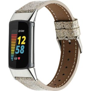 Strap-it Fitbit leren bandje (goud)