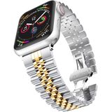 Strap-it Apple Watch 8 Jubilee stalen band (zilver/goud)