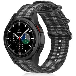 Strap-it Samsung Galaxy Watch 4 Classic 42mm nylon gesp band (zwart/grijs)