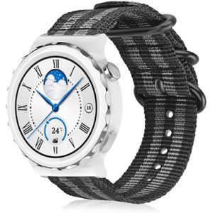 Strap-it Huawei Watch GT 3 Pro 43mm nylon gesp band (zwart/grijs)