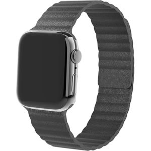 Strap-it Apple Watch 8 leren loop bandje (grijs)