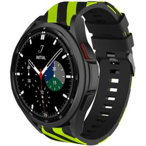 Strap-it Samsung Galaxy Watch 4 Classic 42mm gestreept siliconen bandje (zwart/geel)