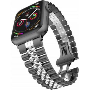 Strap-it Apple Watch Ultra Jubilee stalen band (zwart/zilver)