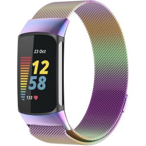 Strap-it Fitbit Charge 5 Milanese band (regenboog)