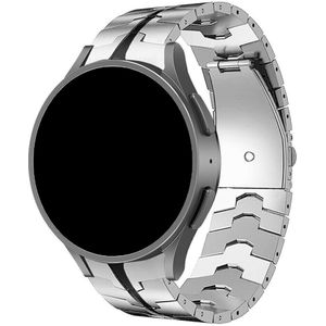 Strap-it Samsung Galaxy Watch 4 44mm steel iron band (zilver/zwart)