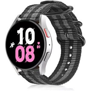 Strap-it Samsung Galaxy Watch 5 - 44mm nylon gesp band (zwart/grijs)